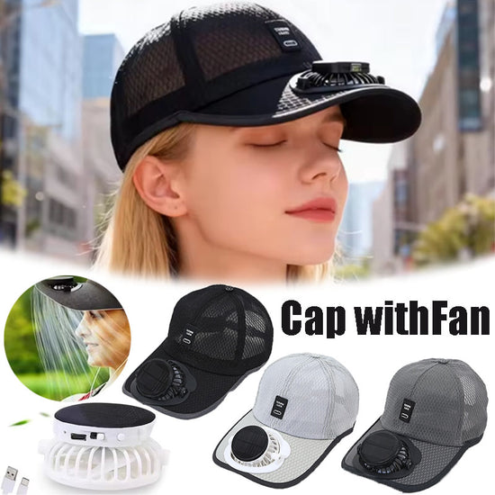 Solar Charging Fan Hat with built-in cooling fan